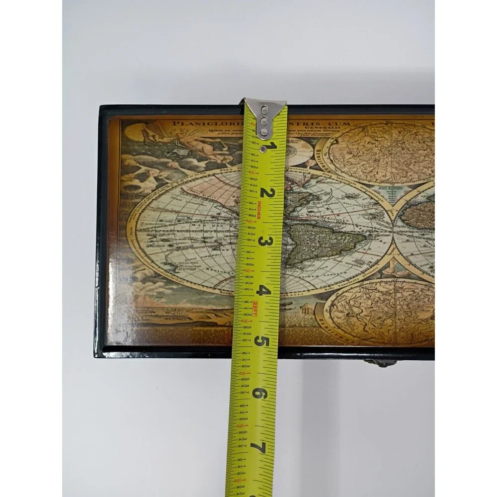 Beautiful Jewelry Multipurpose Box Wood Velvet World Map Keepsake